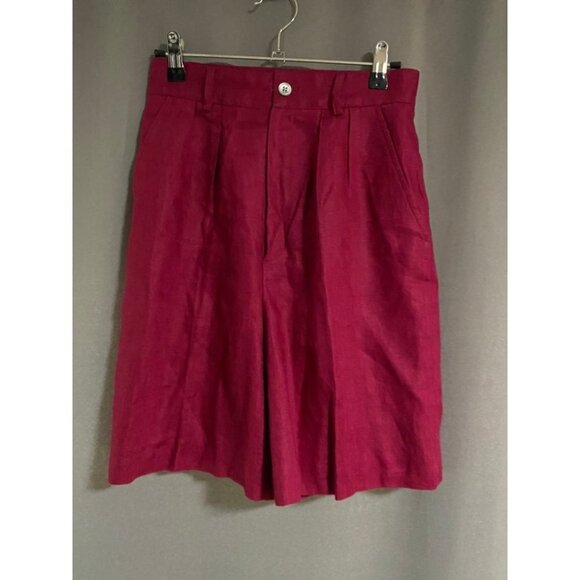 Classiques Entier High Waisted Fold Pleated Front 100% Linen Dress Shorts - Picture 3 of 9